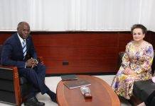 Governor Holiday receives State Secretary Alexandra van Huffelen of Kingdom Relations