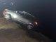 Car drives over the cliff