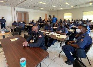 Emergency Service Officers participate in a joined Junior and Senior Leadership Training organized by the Fire Department and the Ambulance Service