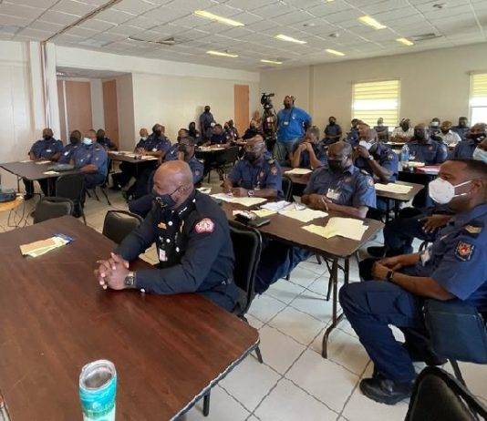 Emergency Service Officers participate in a joined Junior and Senior Leadership Training organized by the Fire Department and the Ambulance Service