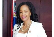 MP Angelique Romou congratulates Young St. Maartener Kyeisha Laurence on being the first from St. Maarten to be accepted to the Prestigious Harvard Medical School