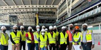 Minister of VROMI Doran and support staff visits Airport Project Site