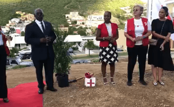 Red Cross St. Maarten first corner stone laying over the hill.