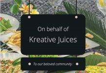 Kreative Juices humbly apologize for any unforeseen circumstances caused at Government christmas dinner party