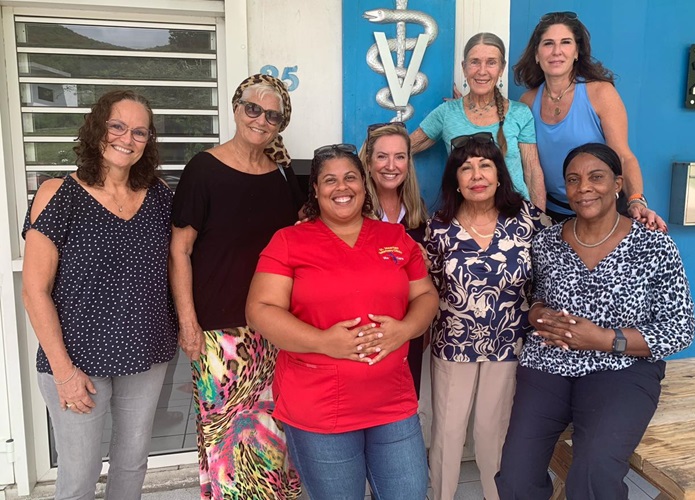 Island Gems Members Marieke Van Zadelhoff, Milva Hoeve, Jody Rosen and Asha Stevens with representatives of St. Maarten Animal Welfare Foundation, SXM Paws and I Love My Island Dog Association.