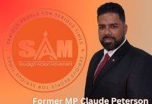 Former Member of Parliament Claude Peterson to contest snap election with SAM party