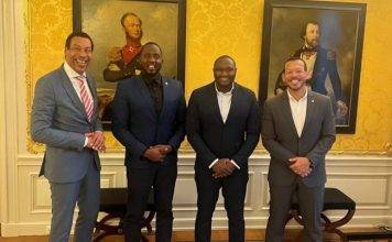 Minister Lyndon Lewis meets with colleague Ministers in The Hague Ahead of the JVO discussion