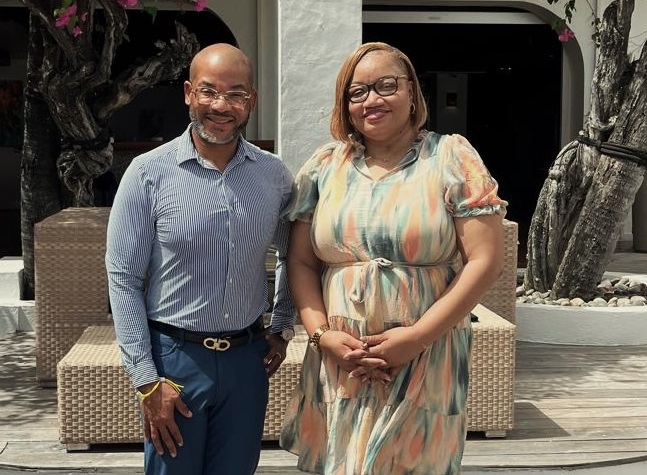 Minister of Finance Marinka Gumbs (R), with her Curacao counterpart, Minister Javier Silvania during the latter’s recent courtesy visit.
