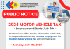 Public Notice: 2024 Motor Vehicle Tax Payment Enforcement Begins July 8th