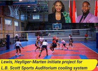 Minister Lewis and Heyliger-Marten initiate project for L.B. Scott Sports Auditorium cooling system