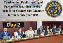Continuation Public meeting of Parliament regarding the draft budget for Country Sint Maarten for the service year 2025