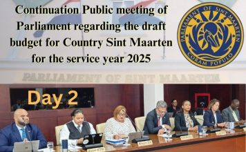 Continuation Public meeting of Parliament regarding the draft budget for Country Sint Maarten for the service year 2025