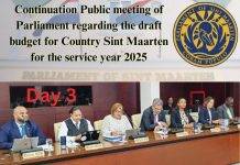 DAY 3: Continuation Public meeting of Parliament regarding the draft budget for Country Sint Maarten for the service year 2025