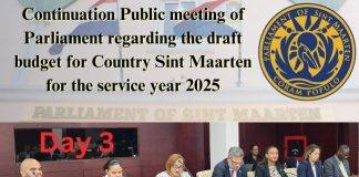 DAY 3: Continuation Public meeting of Parliament regarding the draft budget for Country Sint Maarten for the service year 2025
