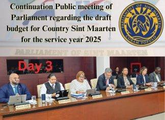 DAY 3: Continuation Public meeting of Parliament regarding the draft budget for Country Sint Maarten for the service year 2025