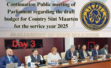DAY 3: Continuation Public meeting of Parliament regarding the draft budget for Country Sint Maarten for the service year 2025