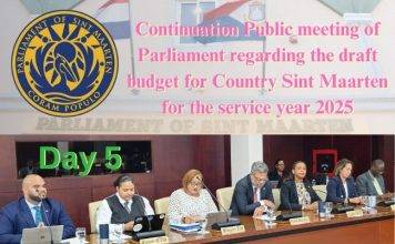 Day 5: Parliament goes into the 5th day of public debate regarding the draft National Ordinance stipulating the Budget for Country Sint Maarten for the service year 2025