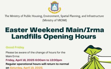 Ministry of VROMI Announces Adjusted Landfill Operations for the Easter Holiday Weekend