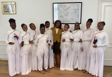 Minister Plenipotentiary Arrindell receives members of the Dance & Arts Dimensions Academy