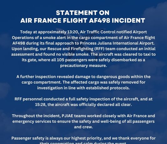 PJIA Official Statement: Incident Involving Air France Flight AF498 at PJIA