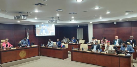 Central Committee meeting of Parliament regarding composition of a delegation to travel to Grenada and discussion on the future of the monetary union and the role and functioning of CBCS