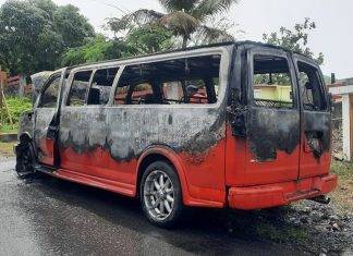 Passenger van caught on fire, no injuries reported