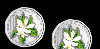 Marking the adoption of the Cg as sole legal tender in Curaçao and Sint Maarten CBCS Issues Special Colored Cg 0.50 Circulation Coin