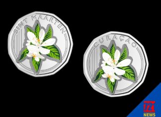 Marking the adoption of the Cg as sole legal tender in Curaçao and Sint Maarten CBCS Issues Special Colored Cg 0.50 Circulation Coin
