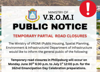 Temporary Road Closures in Philipsburg for 162nd Emancipation Day Celebration