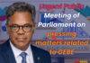 Urgent Public Meeting of Parliament on pressing matters related to GEBE