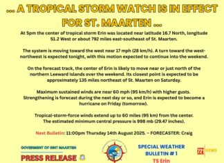 … A TROPICAL STORM WATCH IS IN EFFECT FOR ST. MAARTEN …