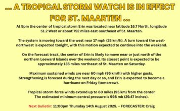 … A TROPICAL STORM WATCH IS IN EFFECT FOR ST. MAARTEN …