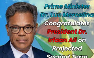 Prime Minister Dr. Luc Mercelina Congratulates President Dr. Irfaan Ali on Projected Second Term