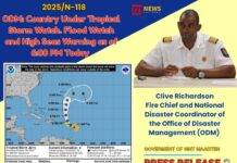 ODM: Country Under Tropical Storm Watch. Flood Watch and High Seas Warning as of 6:00 PM Today