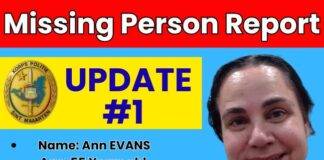 Update #1 – Missing Person: Ms. Ann EVANS a U.S. citizen