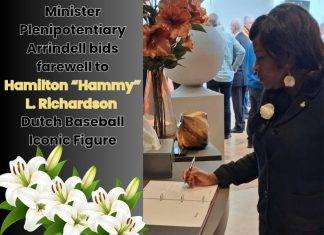 Minister Plenipotentiary Arrindell bids farewell to Hamilton “Hammy” L. Richardson Dutch Baseball Iconic Figure