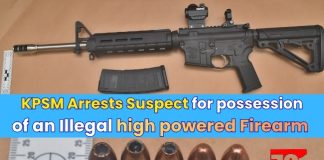 KPSM Arrests Suspect for possession of an Illegal high powered Firearm