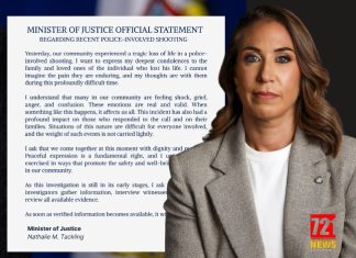 Minister of Justice Official Statement Regarding Police-Involved Shooting