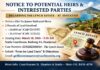 Notice to potential heirs and interested parties regarding Lynch Estate (St. Eustatius)
