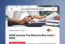 2025 Income Tax Returns Due June 1, 2026