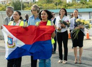 Prime Minister Mercelina and Minister of Sports Gumbs welcomes home CARIFTA athletes