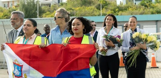 Prime Minister Mercelina and Minister of Sports Gumbs welcomes home CARIFTA athletes