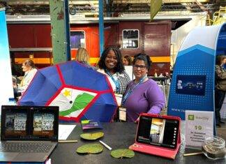 Communication Specialist Erieenne Brandao (left) and Director of Tourism Maya Pandt at TravDay 2026