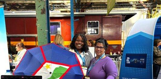 Communication Specialist Erieenne Brandao (left) and Director of Tourism Maya Pandt at TravDay 2026