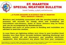 … A FLOOD ADVISORY IS IN EFFECT FOR ST. MAARTEN UNTIL MIDNIGHT TONIGHT…