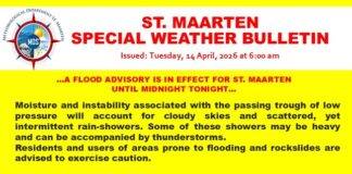 … A FLOOD ADVISORY IS IN EFFECT FOR ST. MAARTEN UNTIL MIDNIGHT TONIGHT…