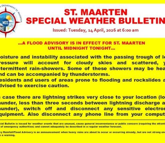 … A FLOOD ADVISORY IS IN EFFECT FOR ST. MAARTEN UNTIL MIDNIGHT TONIGHT…