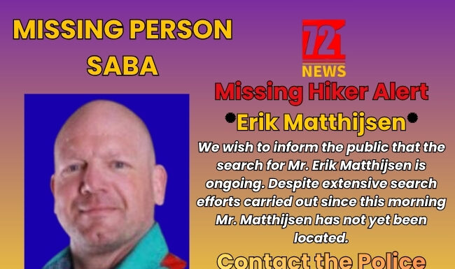 UPDATE SABA MISSING PERSON: Search for Mr. Erik Matthijsen is ongoing