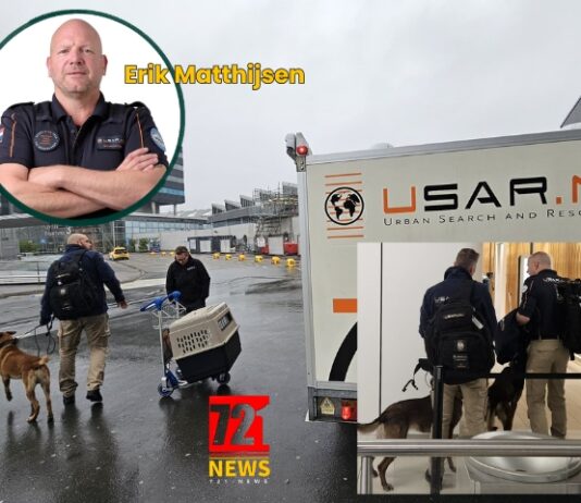 Nine dog handlers and sniffer dogs from Urban Search and Rescue (USAR.NL) left Schiphol for Saba on Sunday morning.