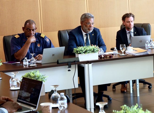 EOC Meeting NDC Clive Richardson and PM Dr Luc Mercelina